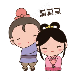 七夕卡通情侣人物表情包摸摸头