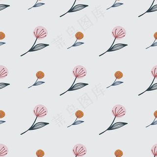 中小蒲公英上无缝花卉图案。亮粉色背景。用于织物、纺织品印花、包装、封面。插图。