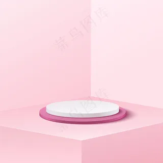 广告产品的抽象横幅banner背景。空圆筒讲台工作室白色和柔和的粉红色背景。