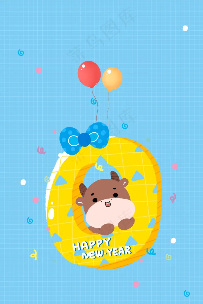 卡通牛年可爱壁纸(3545*5315px 	      )psd模版下载