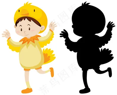 穿着鸡皮服装的小孩