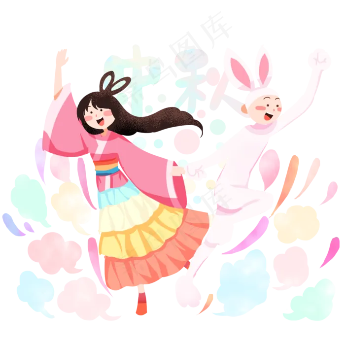 中秋节嫦娥玉兔(2000X2000(DPI:300))psd模版下载