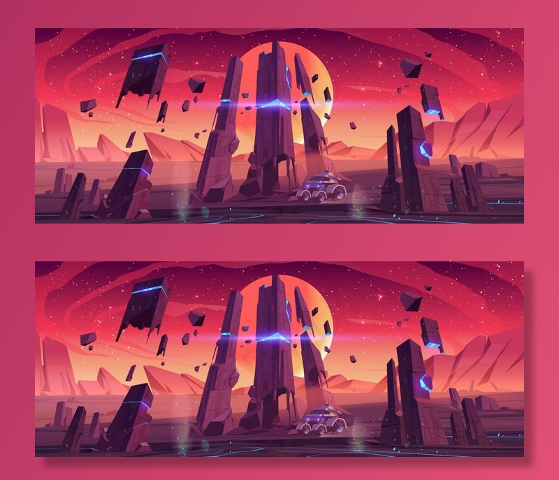 火星探测器在红色星球表面探索外星景观。eps,ai矢量模版下载
