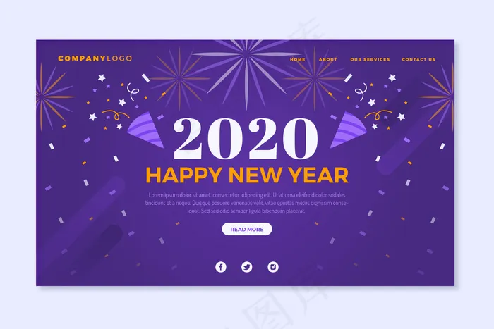 平面设计新年登录页eps,ai矢量模版下载