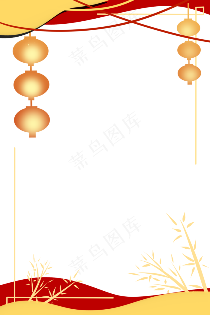 中秋节花灯元素剪纸风边框(2000X3000(DPI:96))psd模版下载