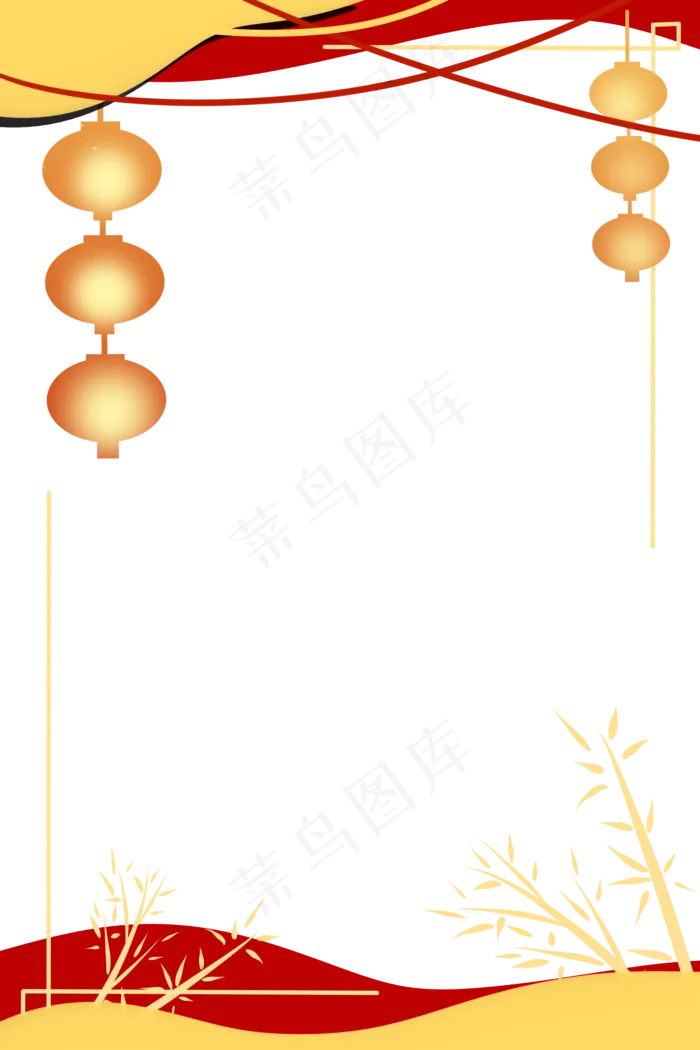 中秋节花灯元素剪纸风边框(2000X3000(DPI:96))psd模版下载