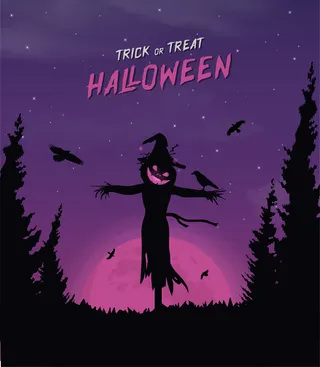 以紫色雾云和南瓜为背景的万圣节快乐横幅banner或派对邀请