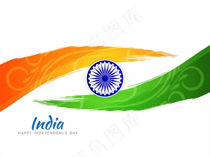 印度国旗主题独立日水彩风格背景矢量