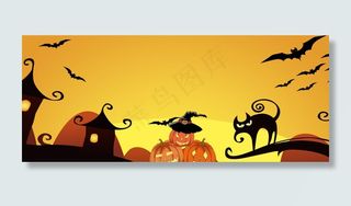 蝙蝠恶魔万圣节黄色banner