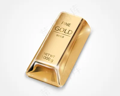 透明背景上隔离的金条。