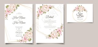 优雅柔和的花卉婚礼请柬模板