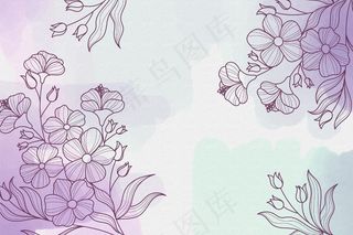 水彩背景与绘画元素