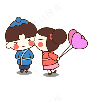 情人节七夕卡通手绘矢量图