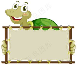 白色背景上可爱的乌龟板模板