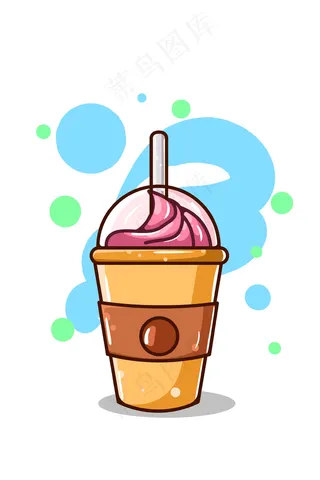 顶部卡通插图上有巧克力饮料和冰淇淋