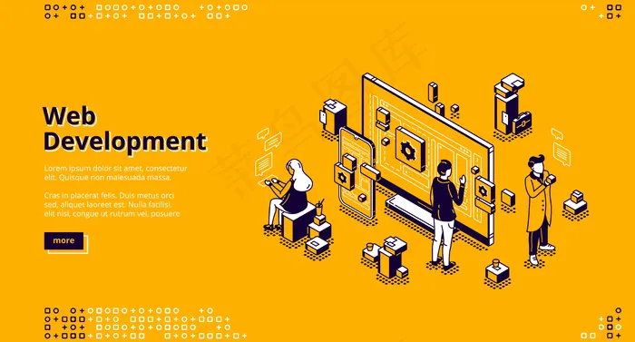网页开发等距登录页，编码eps,ai矢量模版下载