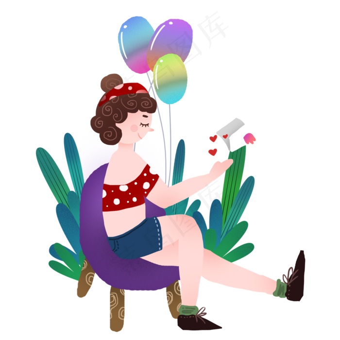 元素商用七夕情人节思念女孩设计