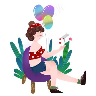 元素商用七夕情人节思念女孩设计