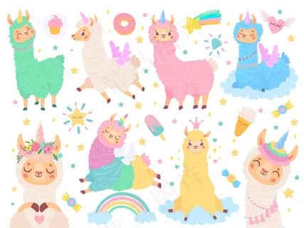 卡通美洲驼独角兽