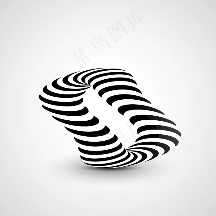 抽象动态插图，黑白3d艺术eps,ai矢量模版下载
