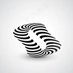抽象动态插图，黑白3d艺术