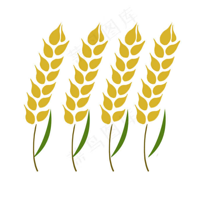 手绘秋天金黄的麦穗系列二