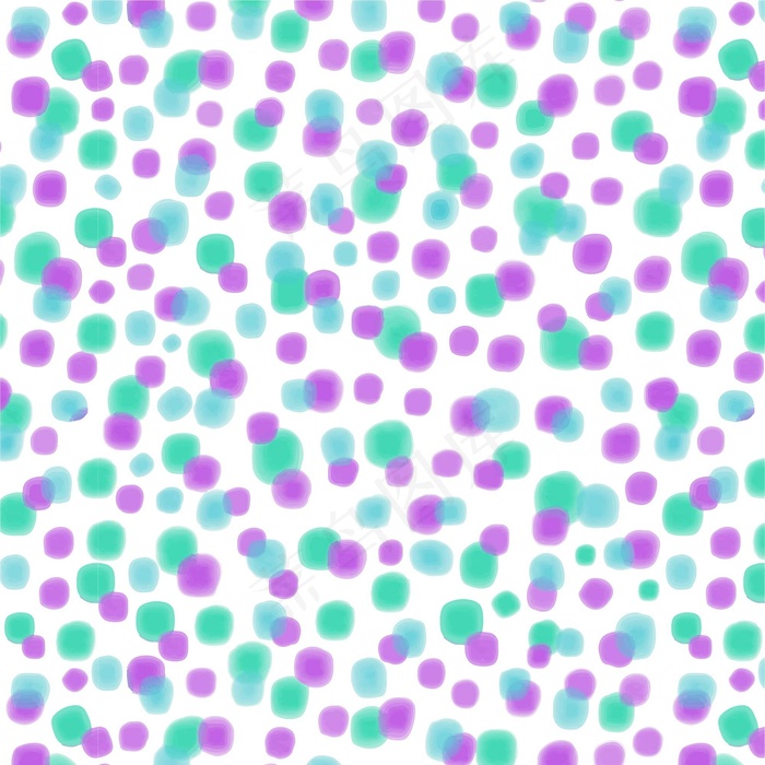 蓝紫色水彩圆点无缝图案