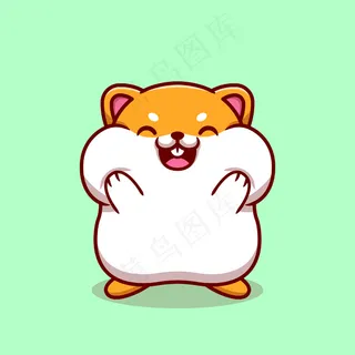 可爱的仓鼠拿着脸颊卡通插图。