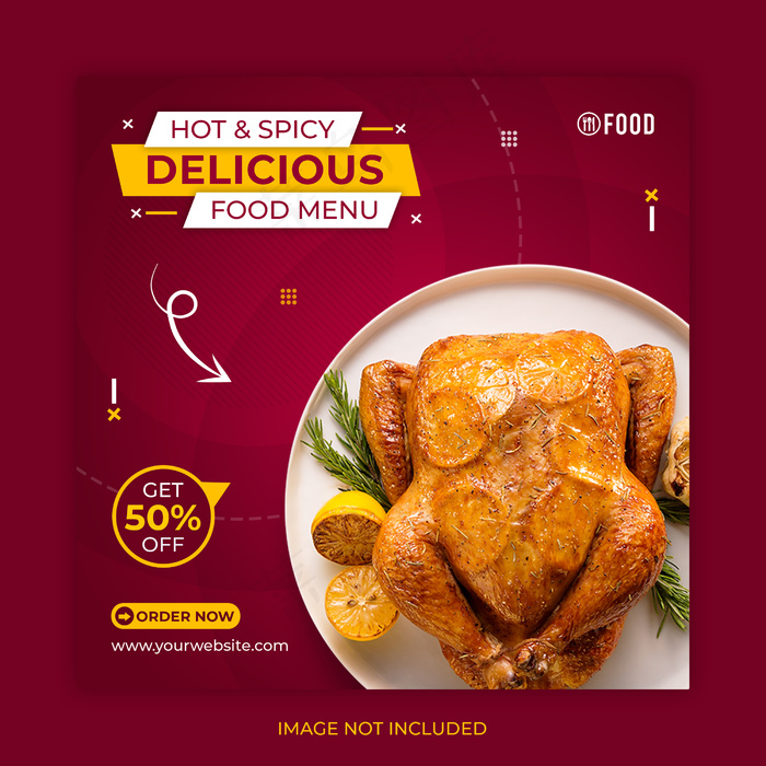 快餐社交媒体帖子或横幅banner模板