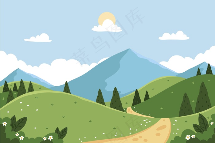 春季景观eps,ai矢量模版下载