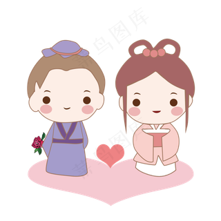 七夕情人节手绘牛郎织女