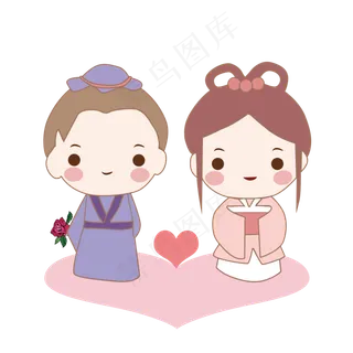 七夕情人节手绘牛郎织女