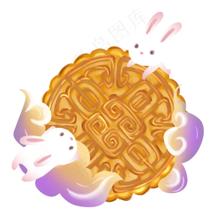 中秋节玉兔月饼png素材(2000X2000(DPI:300))psd模版下载