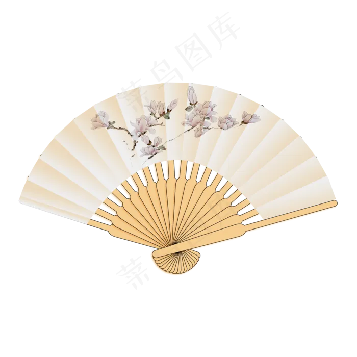 古风花朵折扇(2000X2000(DPI:300))psd模版下载