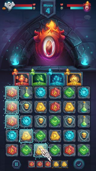 怪物战斗图形用户界面游戏场比赛3-卡通风格矢量插图移动格式窗口与选项按钮，游戏项目