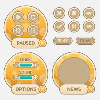 rpg和冒险游戏的一套游戏菜单选择，包括菜单、关卡选择和选项。