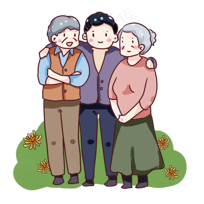 手绘卡通重阳节回家看望父母(2000X2000(DPI:300))psd模版下载