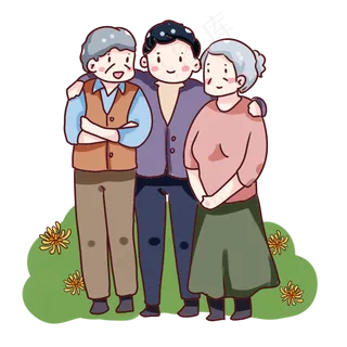 手绘卡通重阳节回家看望父母