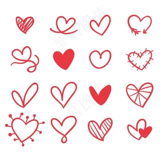 手绘风格彩色心形