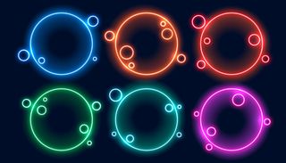 六件套彩色圆形霓虹灯镜框