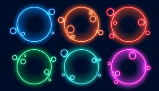 六件套彩色圆形霓虹灯镜框