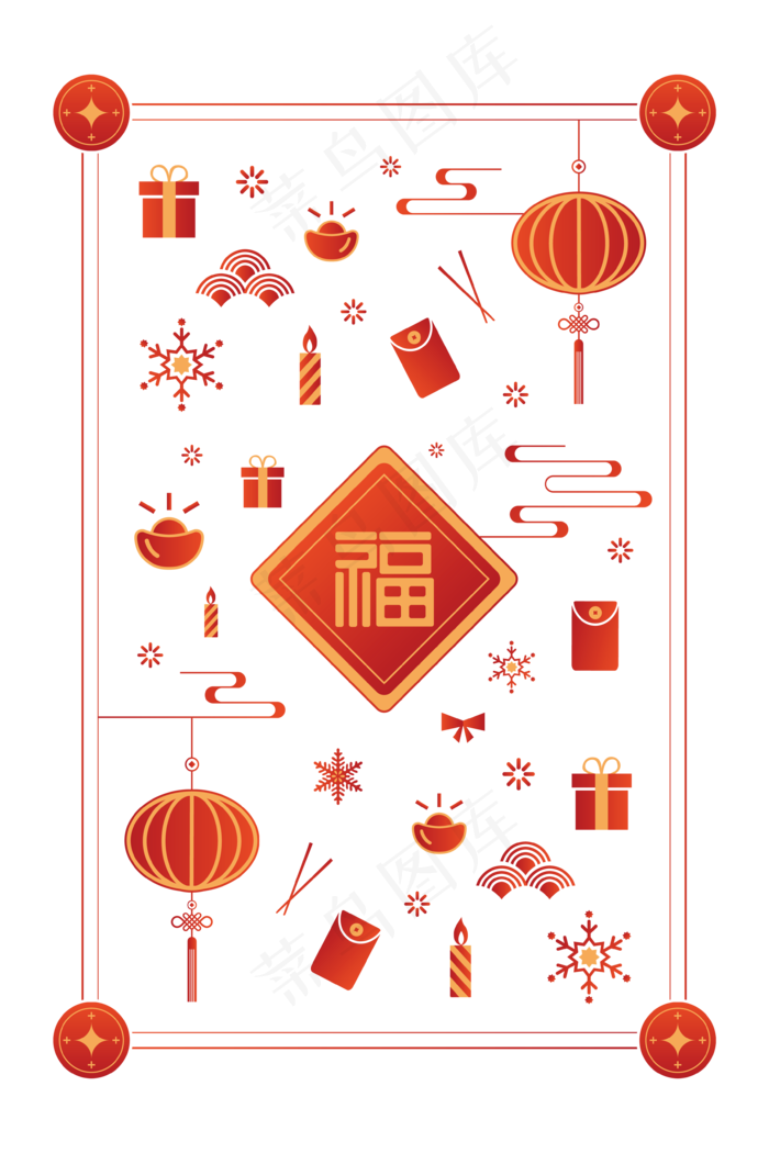 新年春节精致底纹(2000X2000(DPI:299))ai矢量模版下载