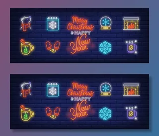 带壁炉的霓虹灯风格的冬季标志