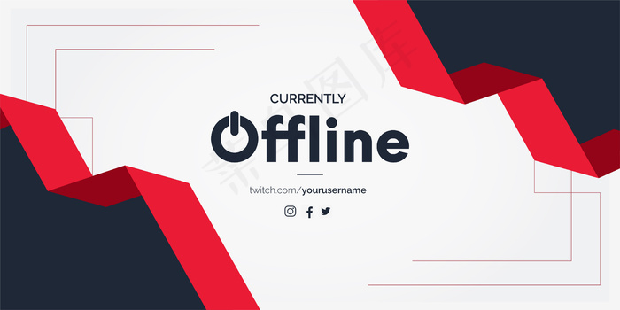 带带状形状的脱机twitch横幅banner背景eps,ai矢量模版下载