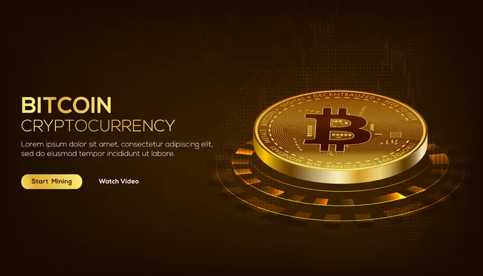 黄金比特币区块链技术等距概念eps,ai矢量模版下载