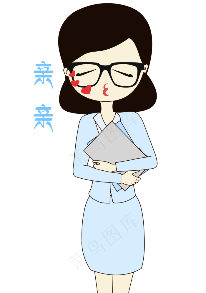卡通手绘老师亲亲表情元素(2000X2839(DPI:300))psd模版下载