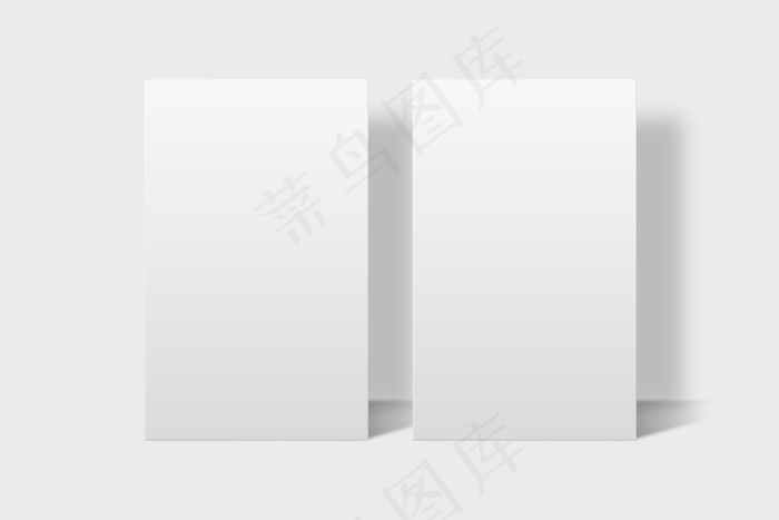 白色色调的空白名片模型样机，具有前后视图