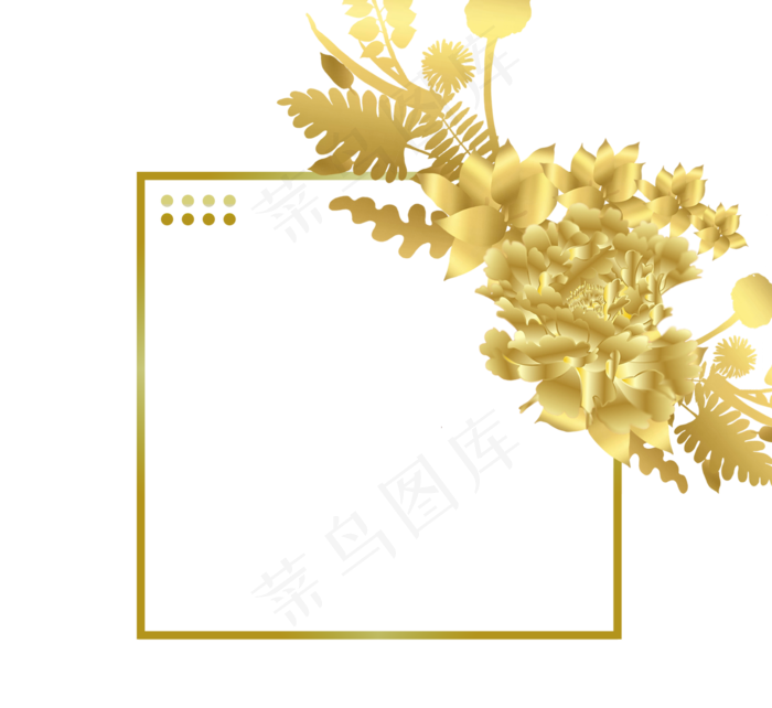 金色复合植物边框元素(2500X2500(DPI:300))psd模版下载
