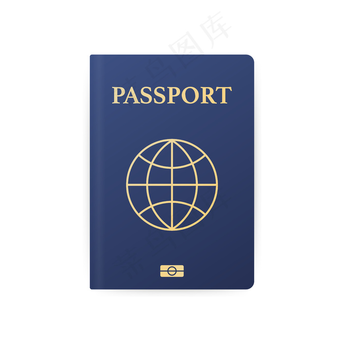 蓝色护照与白色隔离。国际旅行证件。