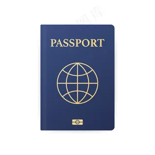 蓝色护照与白色隔离。国际旅行证件。